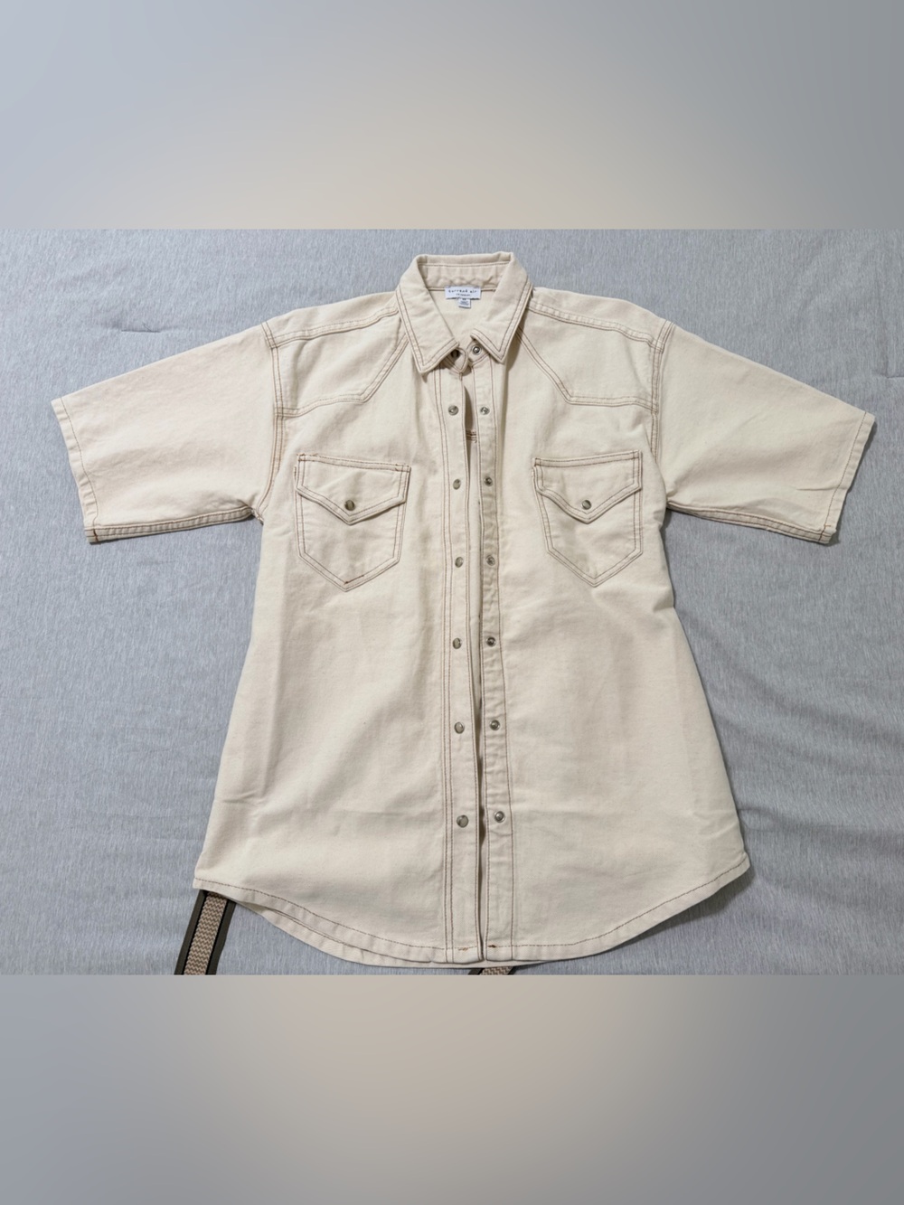 Current Air Cream Short Sleeve Snap-Front Utility Shirt Jacket